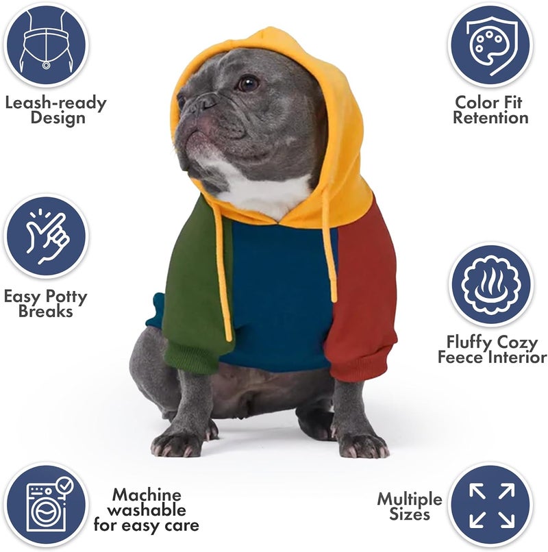 Spark Paws Dog Hoodie – Premium Dog Sweater for Small, Medium, and Large Dogs | Warm Outfits for French Bulldogs, Pitbull, Puppy, Winter Jacket Alternative - Primary Color Block - 3XL - Image 4