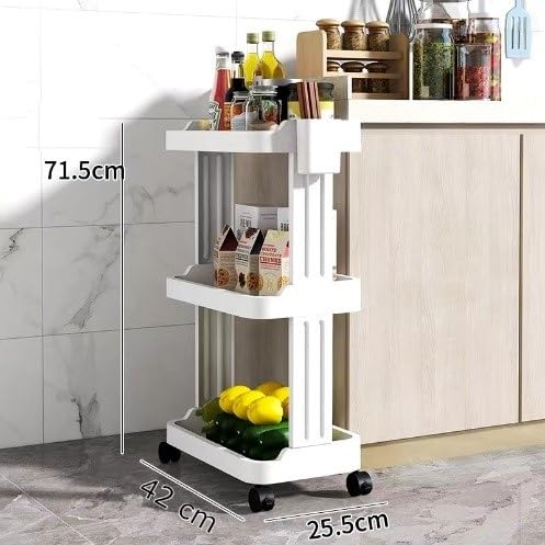 TORIOX Space Saving Folding Storage Rack Organizer Kitchen Trolley Rack Holder Slim Rack ShelfShelvesRackStand Vegetable Rack Organizer Kitchen Dining Bathroom 3 Layer - Image 2