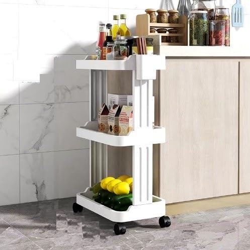TORIOX Space Saving Folding Storage Rack Organizer Kitchen Trolley Rack Holder Slim Rack ShelfShelvesRackStand Vegetable Rack Organizer Kitchen Dining Bathroom 3 Layer - Image 1