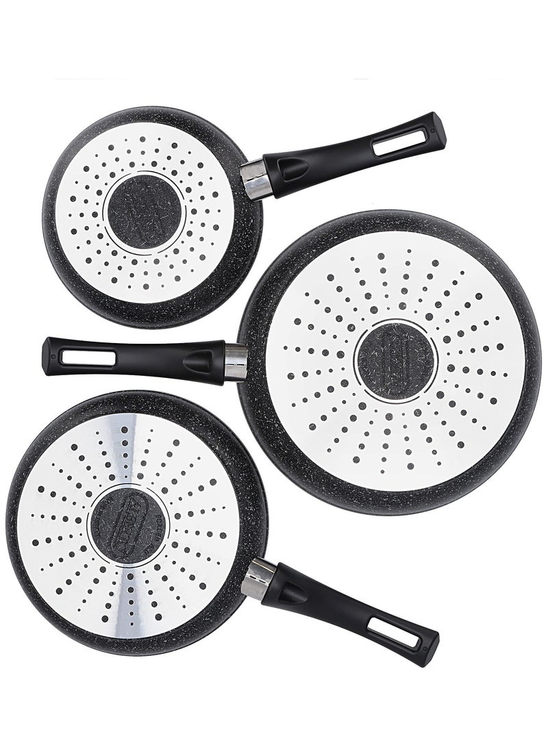 ألبرتو طقم 3 مقالي جرانيت تركي 20/24/28 اسود من ألبرتو - Image 3