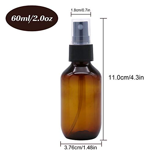SYNTECSO 48 Pack 2oz Amber Plastic Spray Bottles, Fine Mist Spray Bottles for Essential Oils, Water Spray Bottle for Hair Plant & Cleaning Solution - Image 3