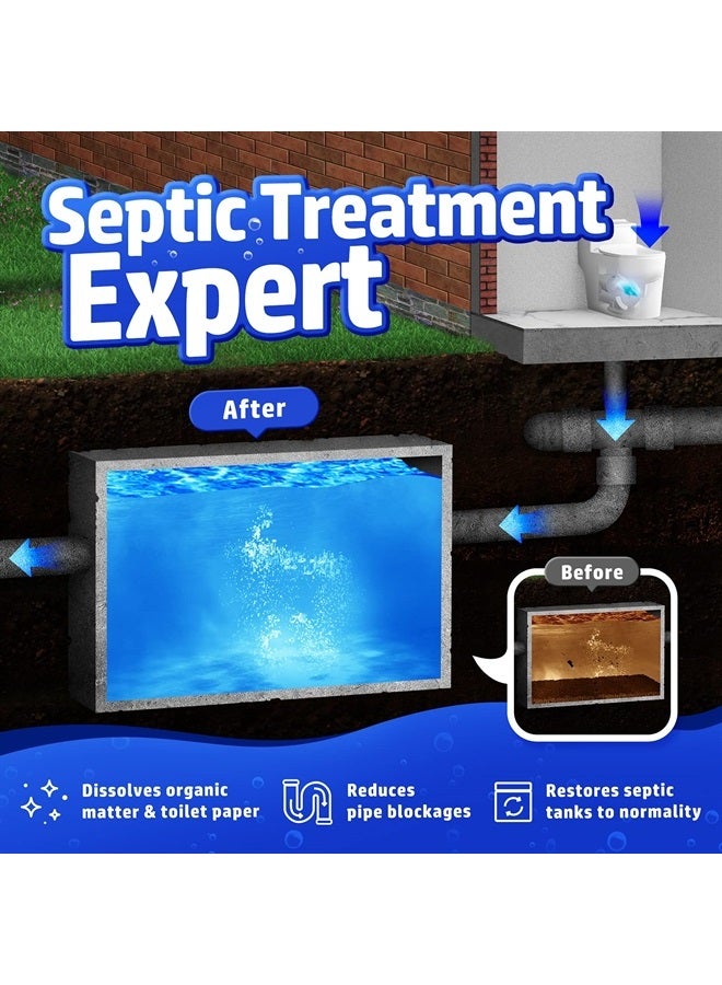 Vacplus علاج خزان الصرف الصحي 12 قطعة لتوريد لمدة عام، عبوات قابلة للذوبان مع عملية سهلة، إنزيمات قابلة للتحلل البيولوجي متينة للنفايات والزيوت والروائح - Image 3