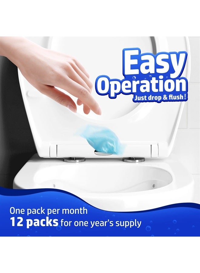 Vacplus علاج خزان الصرف الصحي 12 قطعة لتوريد لمدة عام، عبوات قابلة للذوبان مع عملية سهلة، إنزيمات قابلة للتحلل البيولوجي متينة للنفايات والزيوت والروائح - Image 5