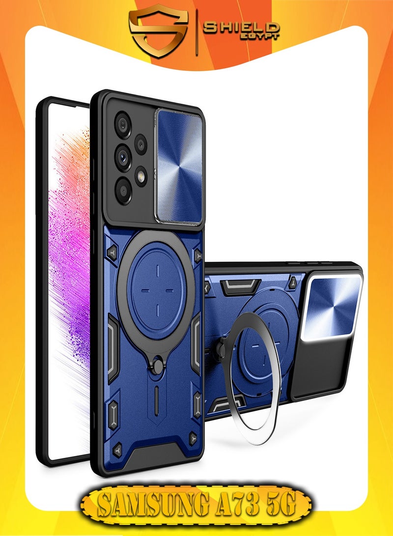 SHIELD EGYPT SHIELD EGYPT For Samsung Galaxy A73 5G Armored Camera Shield Cover Camera Lend Protection, Built-in 360° (Blue) 