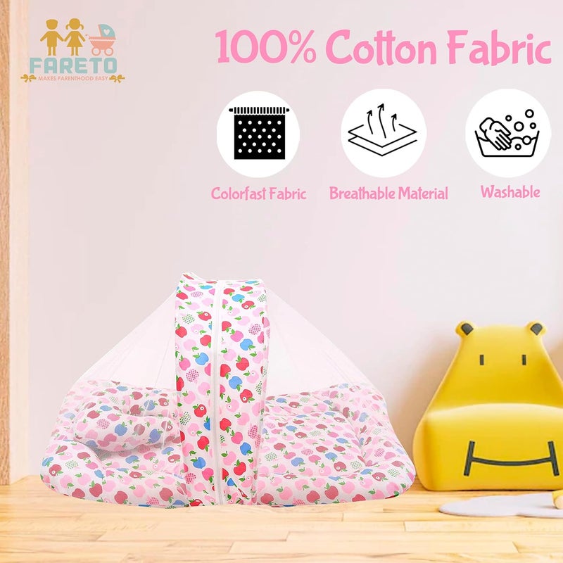 Fareto Cotton 0-6 Months Mattress With Net, Pink, 1 Pc, Reversible - Image 5