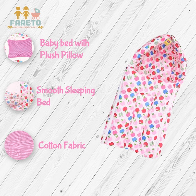 Fareto Cotton 0-6 Months Mattress With Net, Pink, 1 Pc, Reversible - Image 3