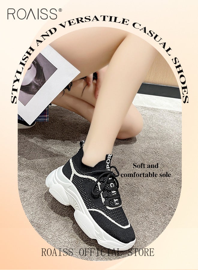 رويس حذاء رياضي نسائي بنعل سميك حذاء أبي أنيق بتصميم مسامي للنساء حذاء كاجوال نسائي بنعل سميك مفرغ - Image 4