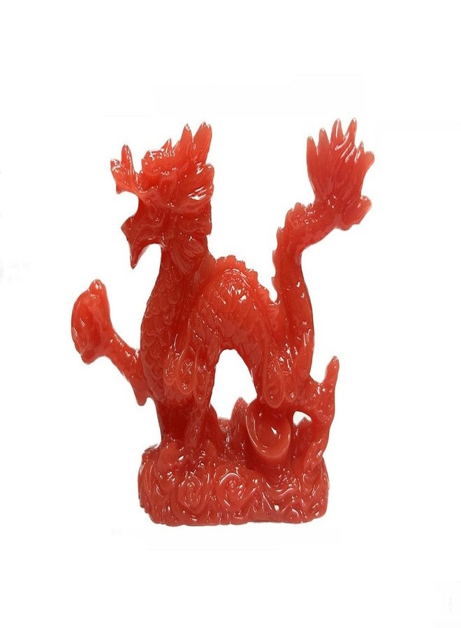 DMtse Chinese Feng Shui Dragon Lucky Red Color Figurine Statue for Luck & Success 4 inch Long - Image 1