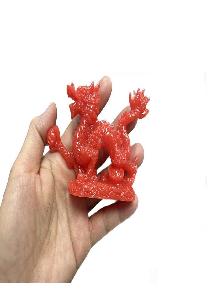 DMtse Chinese Feng Shui Dragon Lucky Red Color Figurine Statue for Luck & Success 4 inch Long - Image 5