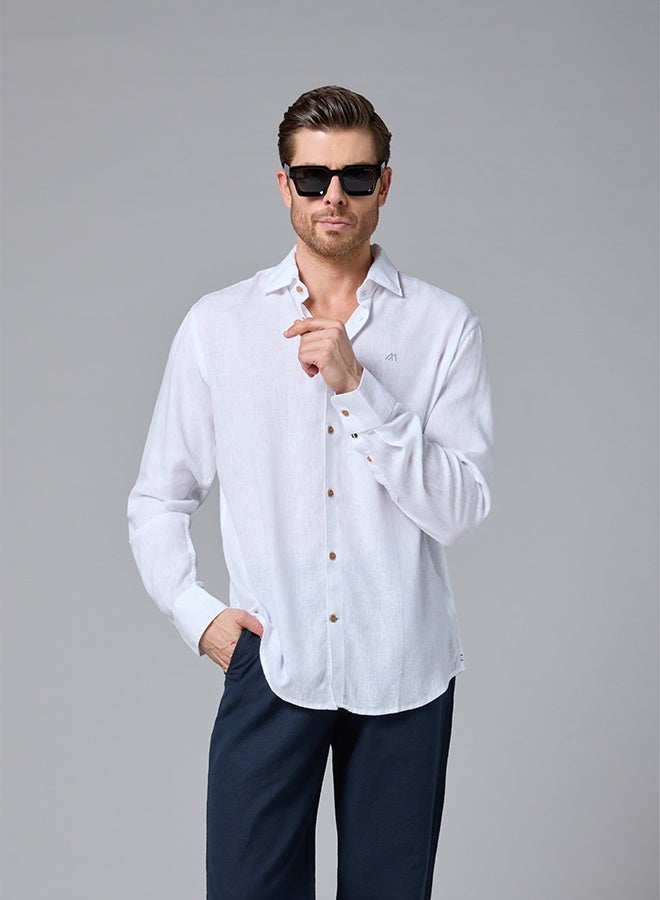 مانرزم The Cloud Light White Lyocell Linen Shirt with Weightless Softness - Image 1