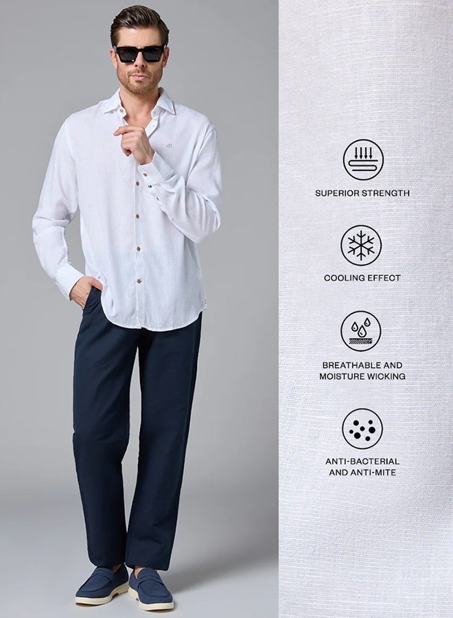 مانرزم The Cloud Light White Lyocell Linen Shirt with Weightless Softness - Image 3