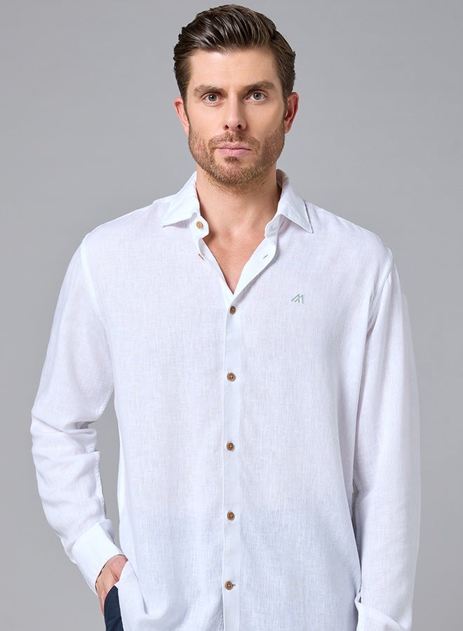 مانرزم The Cloud Light White Lyocell Linen Shirt with Weightless Softness - Image 5