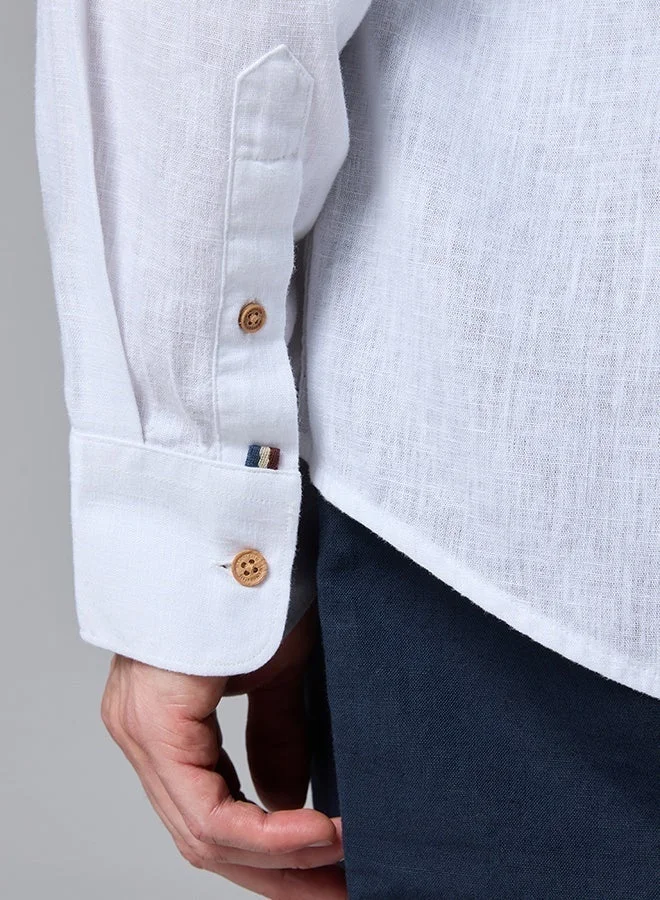 MANNERISM  The Cloud Light White Lyocell Linen Shirt with Weightless Softness for Men | Best Price UAE
