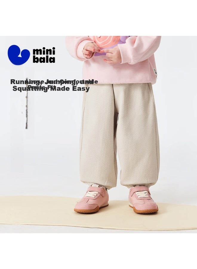Minibala Girls Baby Long Pants Spring Soft Skin-friendly Non-deforming 3d Jacquard Sweet Pants  Spring New Arrival - Image 1