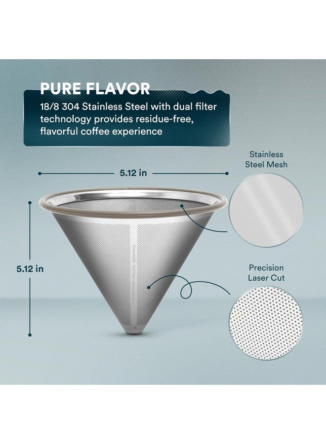 OVALWARE Paperless Stainless Steel Pour Over Coffee Filter - Reusable and Permanent Coffee Cone Dripper for Ovalware, Chemex, Hario and Other Carafes - Image 2