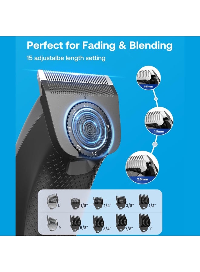 GLAKER Hair Clippers for Men Cordless 2 in 1 Hair Clipper and T-Blade Trimmer Set with 10 Guards 2 Detachable Blades Turbo Motor Hair Grooming Kit for Barbers Ideal Gift for Men - Image 3