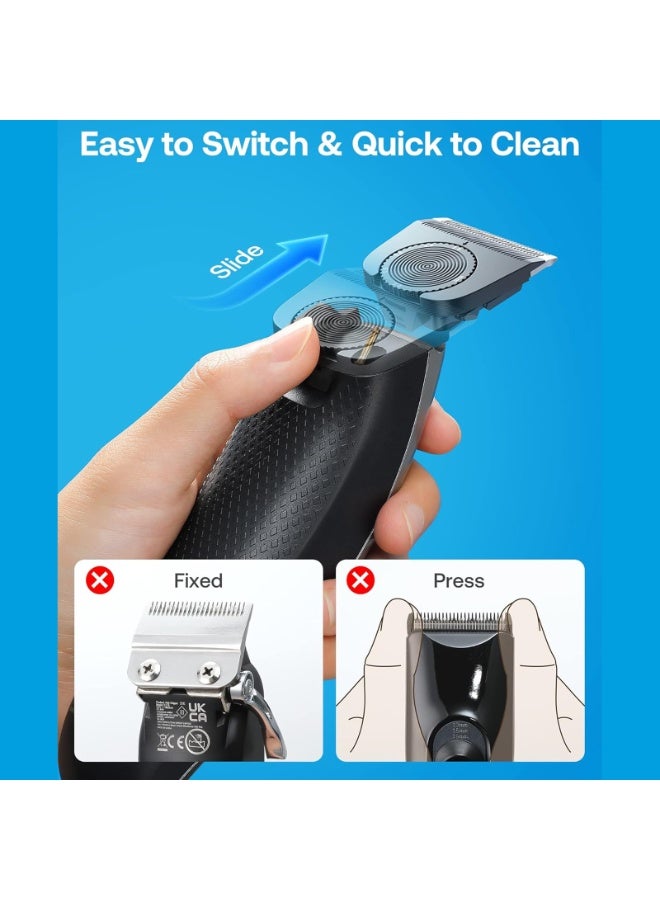 GLAKER Hair Clippers for Men Cordless 2 in 1 Hair Clipper and T-Blade Trimmer Set with 10 Guards 2 Detachable Blades Turbo Motor Hair Grooming Kit for Barbers Ideal Gift for Men - Image 4