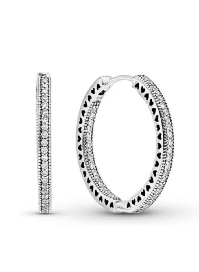 أقراط فضية لامعة أبدية للنساء