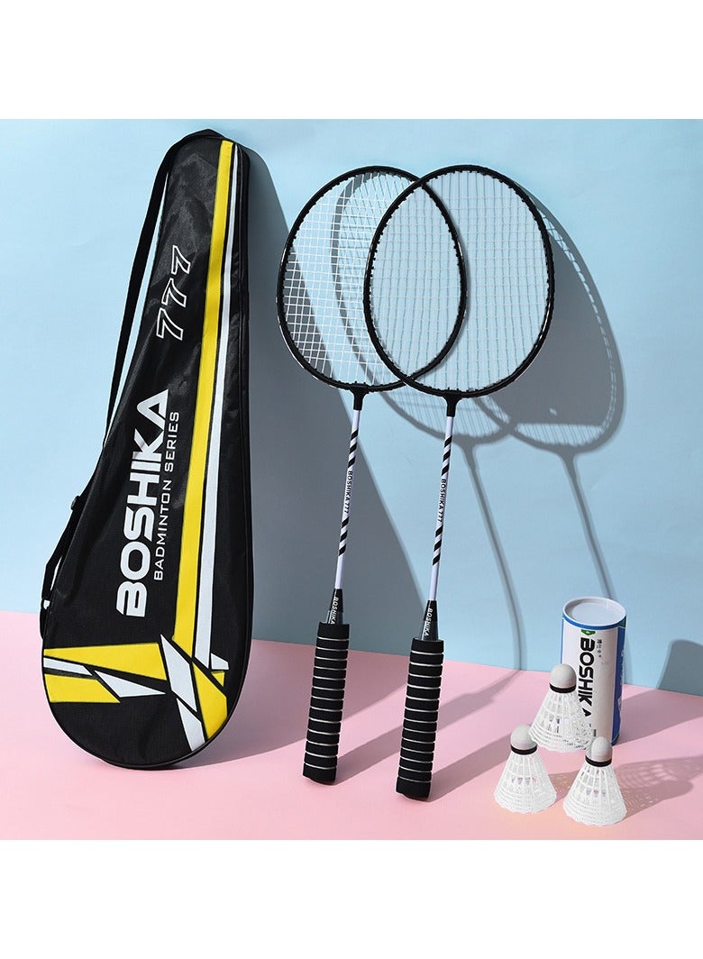 Badminton Rackets Set 2 Player Badminton Rackets Lightweight Badminton Racquet with 3 Shuttlecocks and 1 Carrying Bag,Badminton Backyard Games for Outdoor,Garden,Beach,Family Fun Game（Black） - Image 1