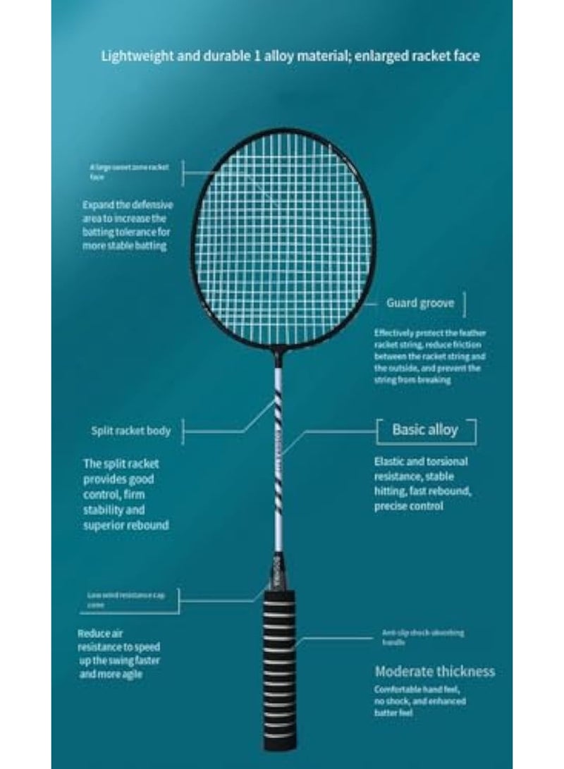Badminton Rackets Set 2 Player Badminton Rackets Lightweight Badminton Racquet with 3 Shuttlecocks and 1 Carrying Bag,Badminton Backyard Games for Outdoor,Garden,Beach,Family Fun Game（Black） - Image 4