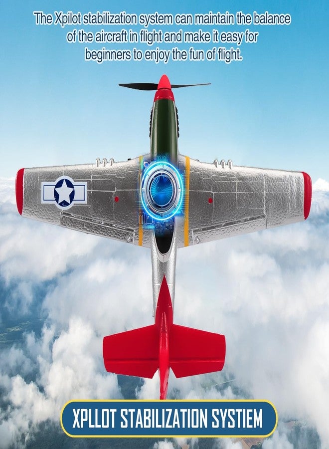 RoofWorld P51D Mustang RC Airplane with 6-Axis Gyro 4CH RTF Remote Control WW2 Fighter Plane 2.4GHz Anti-Jam Technology - Image 5