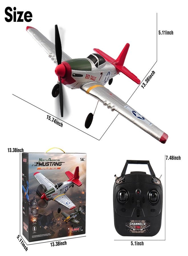 RoofWorld P51D Mustang RC Airplane with 6-Axis Gyro 4CH RTF Remote Control WW2 Fighter Plane 2.4GHz Anti-Jam Technology - Image 2