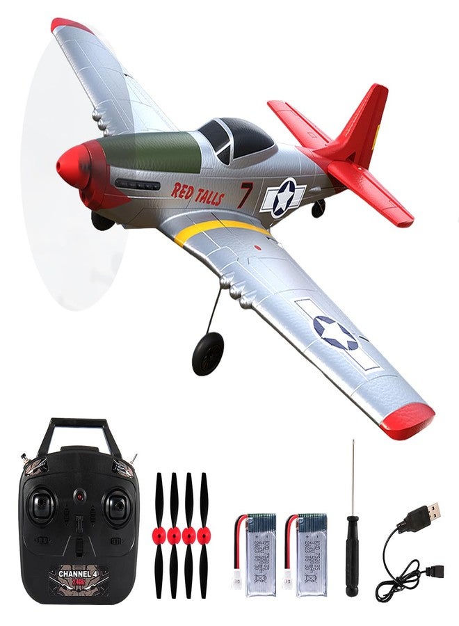 RoofWorld P51D Mustang RC Airplane with 6-Axis Gyro 4CH RTF Remote Control WW2 Fighter Plane 2.4GHz Anti-Jam Technology - Image 1