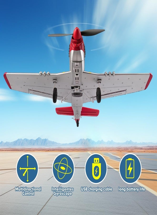 RoofWorld P51D Mustang RC Airplane with 6-Axis Gyro 4CH RTF Remote Control WW2 Fighter Plane 2.4GHz Anti-Jam Technology - Image 4