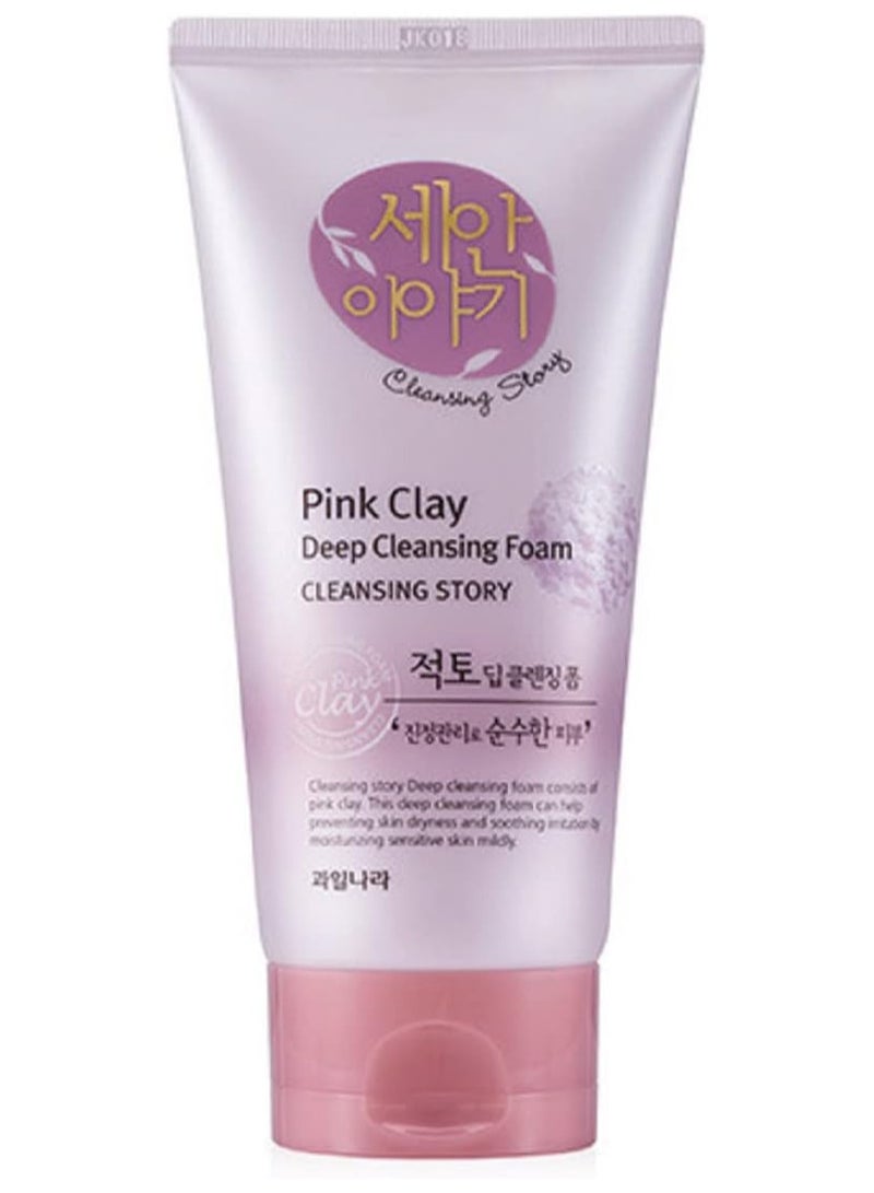 Kwailnara Cleansing Story Natural Facial Deep Foam Cleansing  Pink Clay 4 Ounces - Image 1