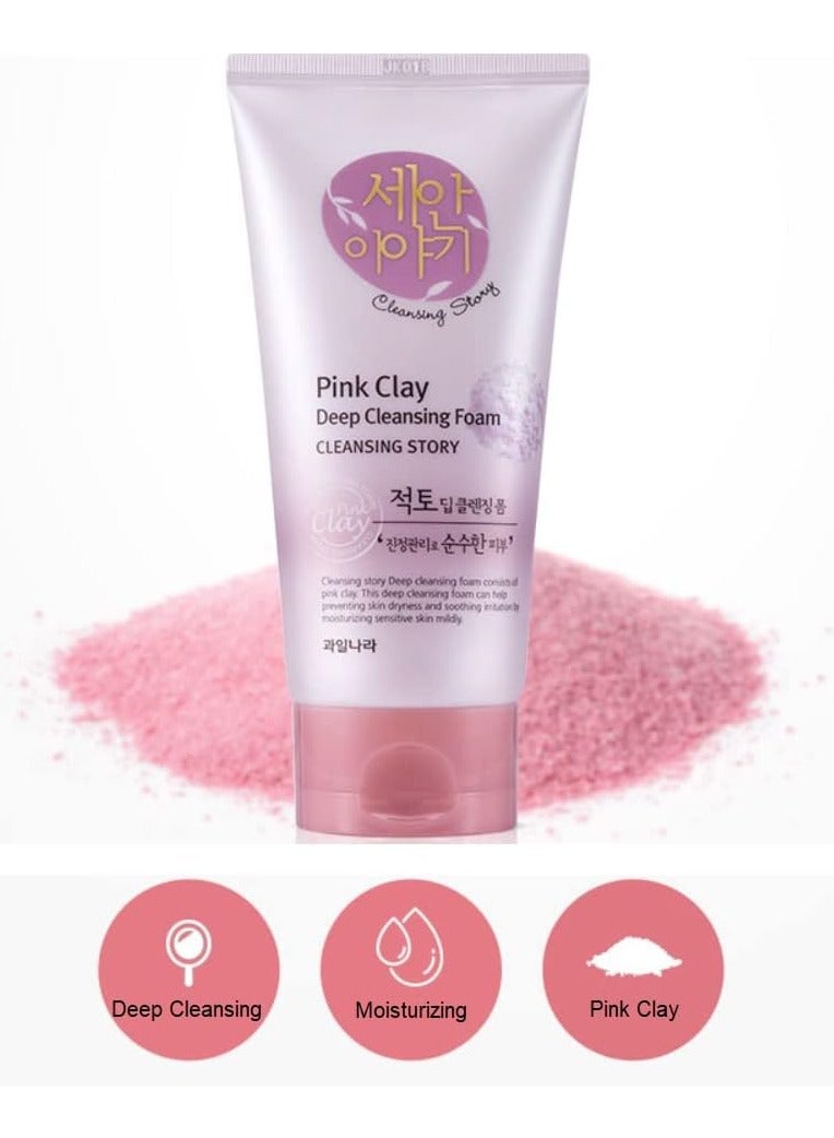 Kwailnara Cleansing Story Natural Facial Deep Foam Cleansing  Pink Clay 4 Ounces - Image 2