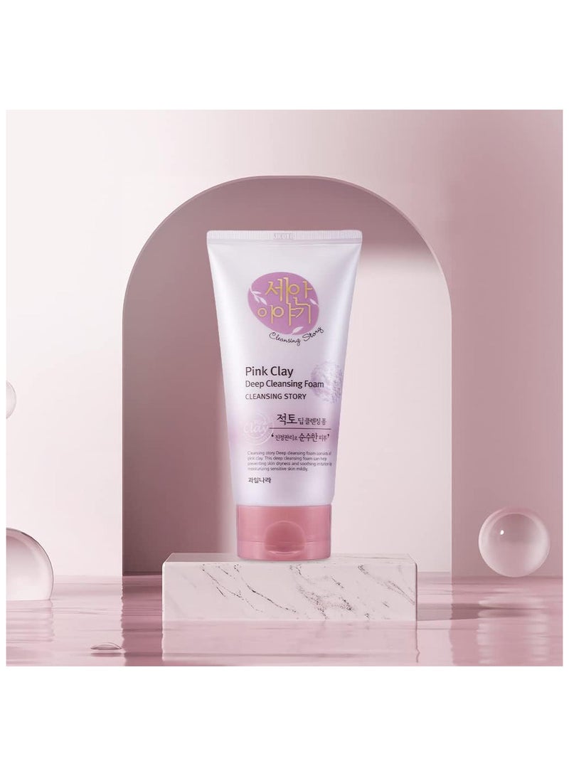 Kwailnara Cleansing Story Natural Facial Deep Foam Cleansing  Pink Clay 4 Ounces - Image 3