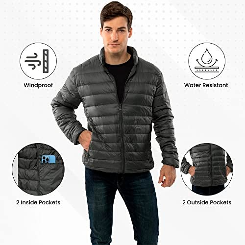 Alpine Swiss Niko Men’s Puffer Jacket | Warm Down Alternative Insulated Coat | Packable, Water-Resistant & Windproof Winter Outerwear with Zipper Pockets GRN L - Image 2