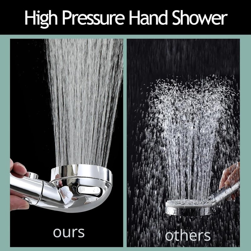 Hexwell Rain Shower Head for Bathroom 3 Types Flow handheld Shower Head with 15 Meter Shower Hose Pipe and Wall Hook High Pressure Silver - Image 5
