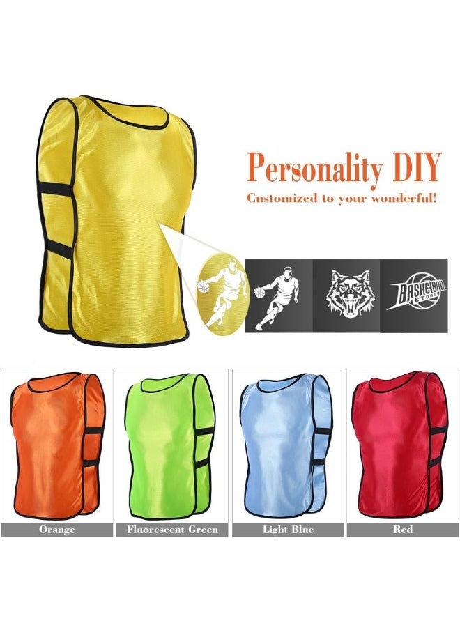 Dilwe Dilwe Scrimmage Vests, Kids Mesh Team Practice Vests for Youth Sports Basketball, Soccer, Football, Volleyball (Fluorescent Green)  - Image 4