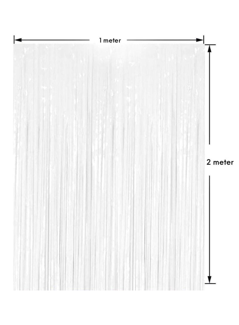 مارك ستارة فويل بيضاء | 1 × 2 متر خلفية حفلات من الزينة المعدنية للهالوين، وحفلات استقبال المولود الجديد، وحفلات الزفاف، والعيد، والتخرج، وديكورات حفلات أعياد الميلاد [عبوة من قطعتين] - Image 2