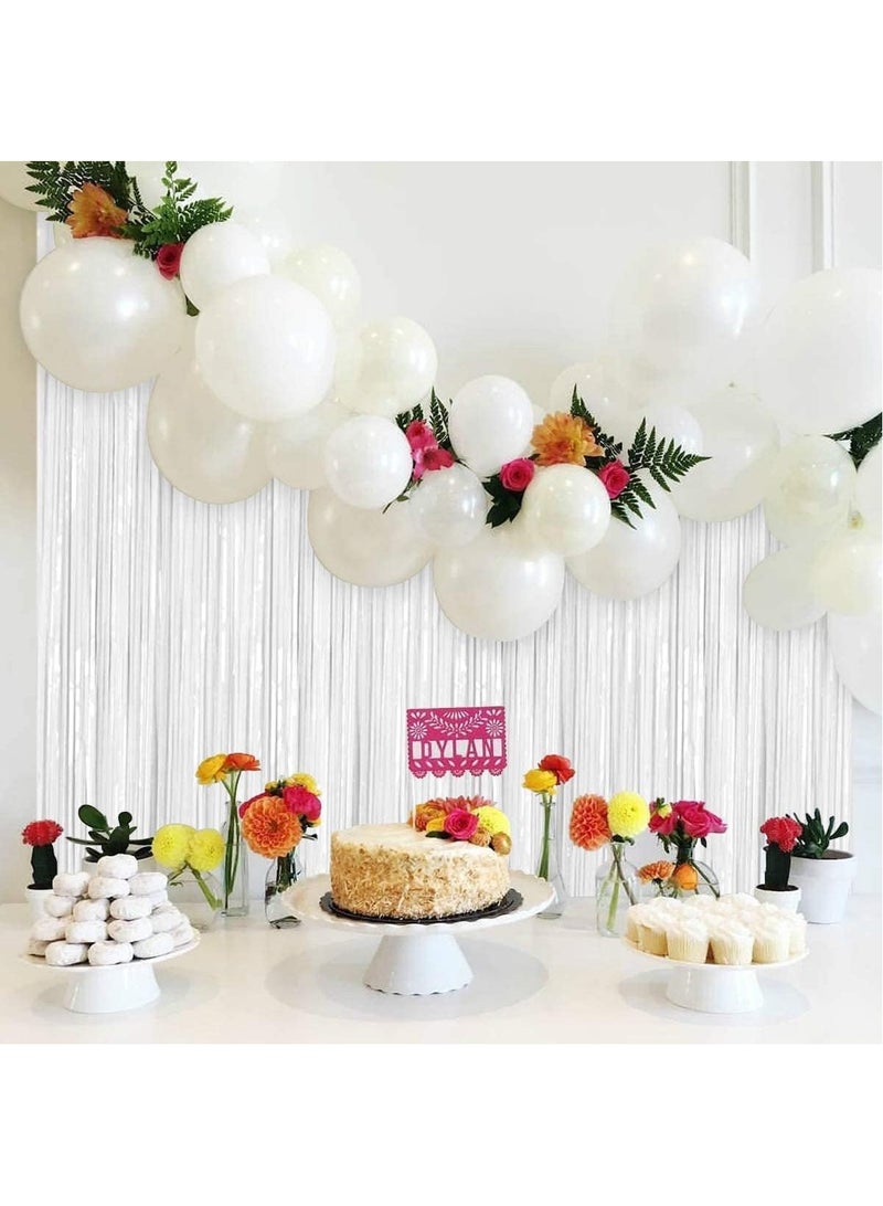 مارك ستارة فويل بيضاء | 1 × 2 متر خلفية حفلات من الزينة المعدنية للهالوين، وحفلات استقبال المولود الجديد، وحفلات الزفاف، والعيد، والتخرج، وديكورات حفلات أعياد الميلاد [عبوة من قطعتين] - Image 3