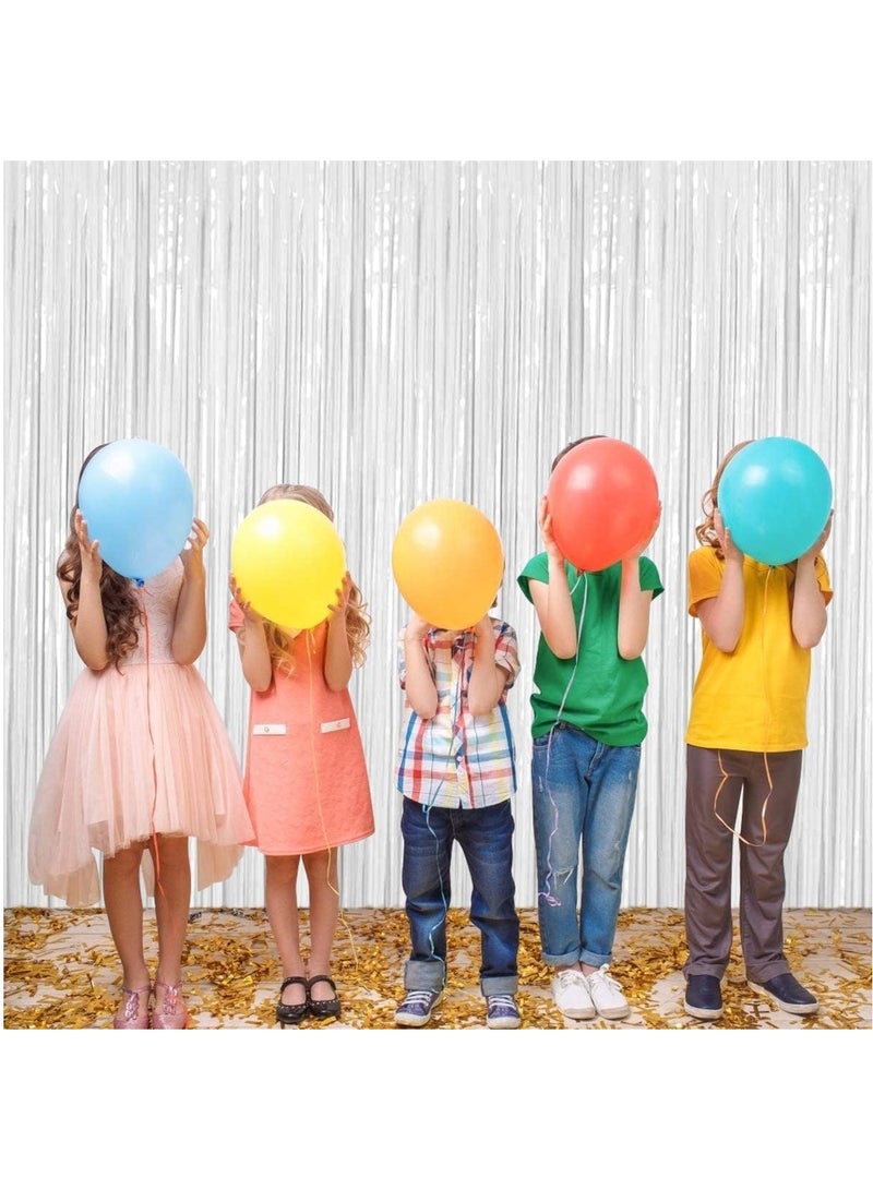 مارك ستارة فويل بيضاء | 1 × 2 متر خلفية حفلات من الزينة المعدنية للهالوين، وحفلات استقبال المولود الجديد، وحفلات الزفاف، والعيد، والتخرج، وديكورات حفلات أعياد الميلاد [عبوة من قطعتين] - Image 4