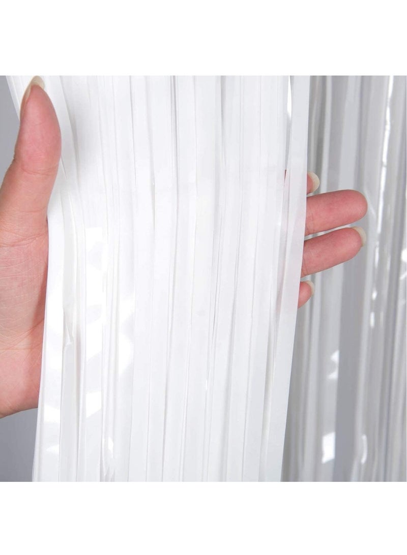 مارك ستارة فويل بيضاء | 1 × 2 متر خلفية حفلات من الزينة المعدنية للهالوين، وحفلات استقبال المولود الجديد، وحفلات الزفاف، والعيد، والتخرج، وديكورات حفلات أعياد الميلاد [عبوة من قطعتين] - Image 5