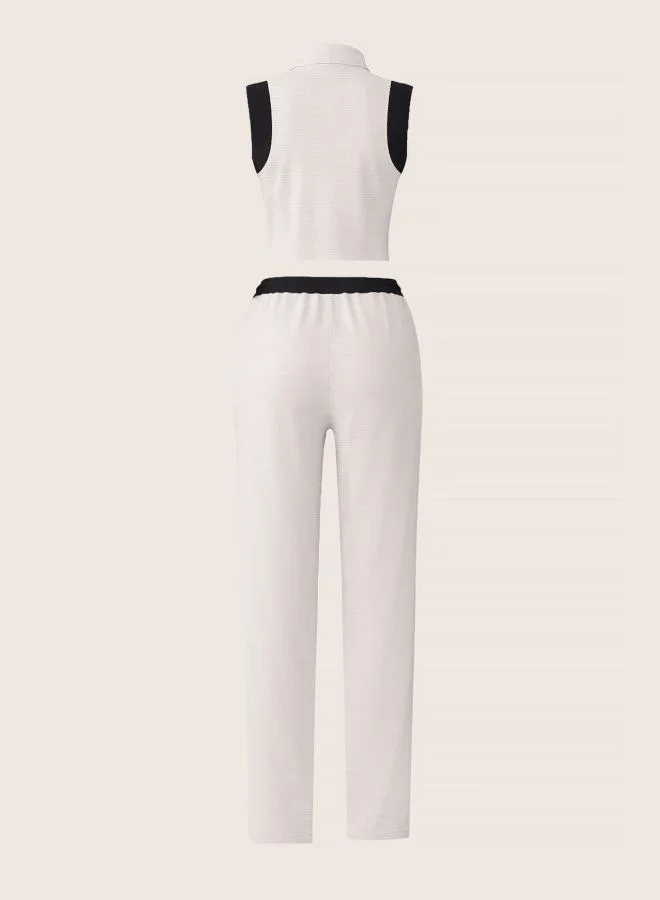 Freehand  Women Regular Fit Solid Sleeveless High Rise Sweatshirt and Joggers Co-Ords Set  | Best Price UAE