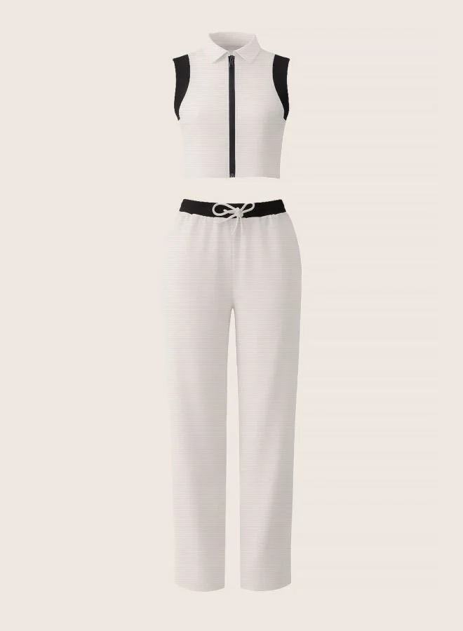 Freehand  Women Regular Fit Solid Sleeveless High Rise Sweatshirt and Joggers Co-Ords Set  | Best Price UAE