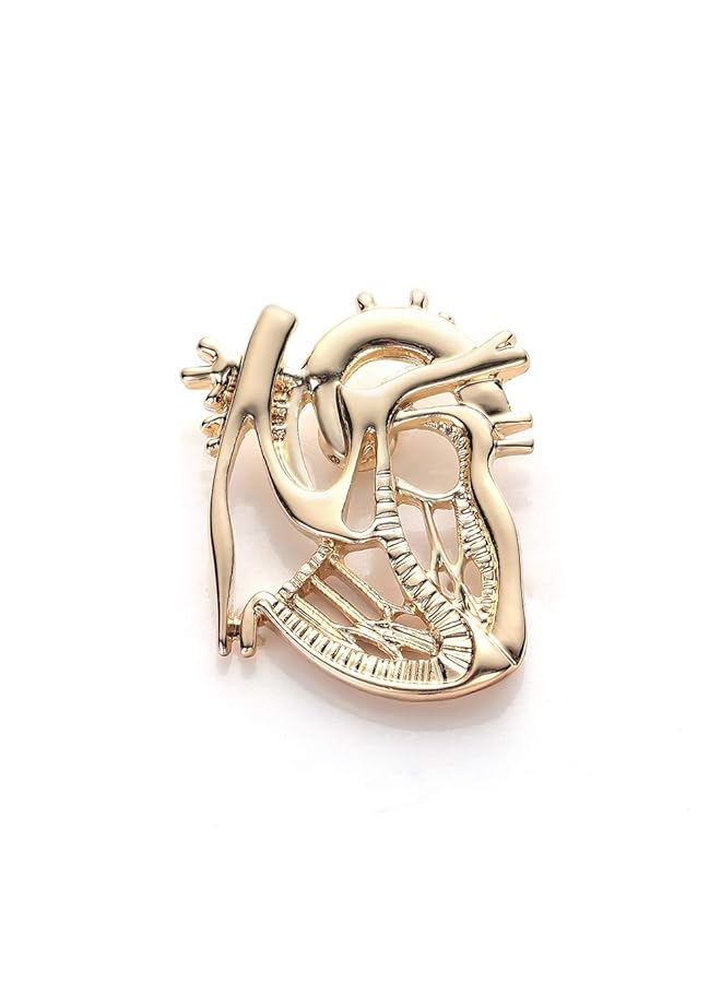 erorex Heart Shape Brooch Pin 2 Pieces Gold Silver Plated Jewelry Gift Doctor Nurse Student Medical Christmas Pin Badge Pins Men Women - Image 2