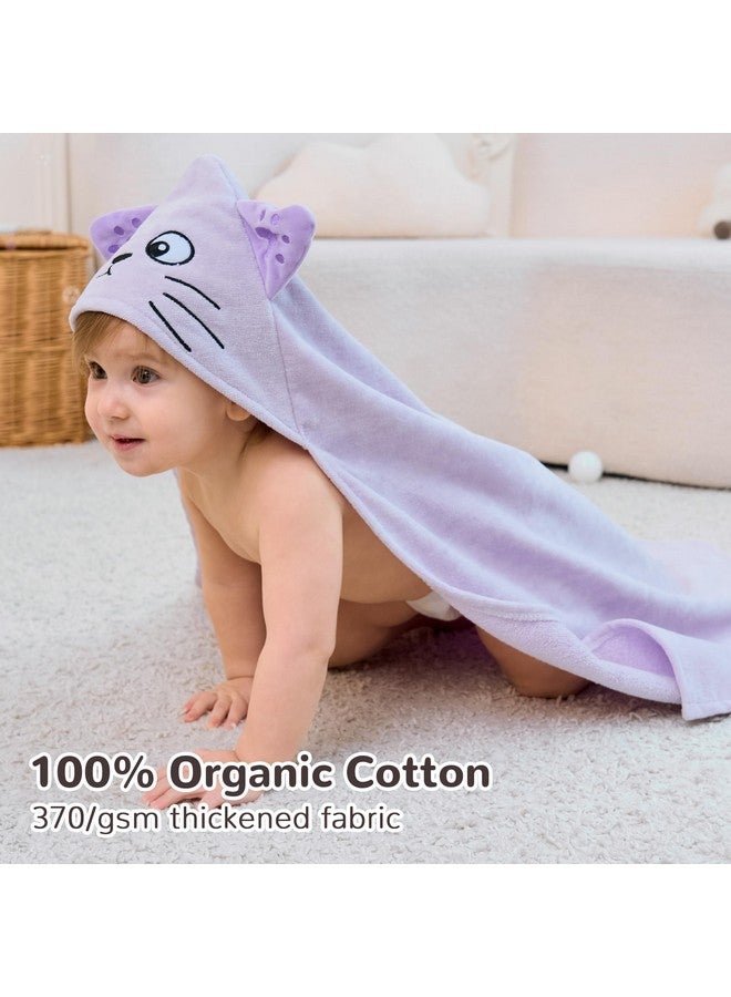 Viviland 2 Pack Hooded Baby Towels, Soft 100% Cotton Baby Bath Towels with Hood, Extra Thick and Absorbent, Essential for Newborns, Kids, Infants - Girls and Boys (Cat & Rabbit) - Image 3