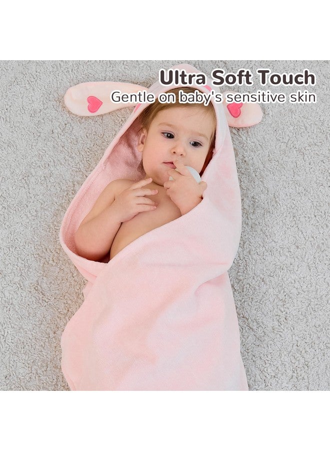 Viviland 2 Pack Hooded Baby Towels, Soft 100% Cotton Baby Bath Towels with Hood, Extra Thick and Absorbent, Essential for Newborns, Kids, Infants - Girls and Boys (Cat & Rabbit) - Image 4