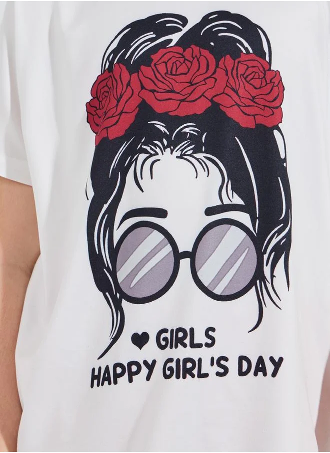 Styli Styli Happy  Day Graphic T-Shirt and Pants Set