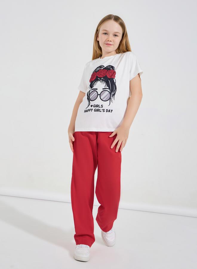 Styli Styli Happy  Day Graphic T-Shirt and Pants Set - Image 2