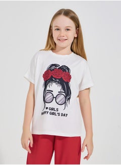 Styli Happy Girl's Day Graphic T-Shirt & Pants Set  - Image 3