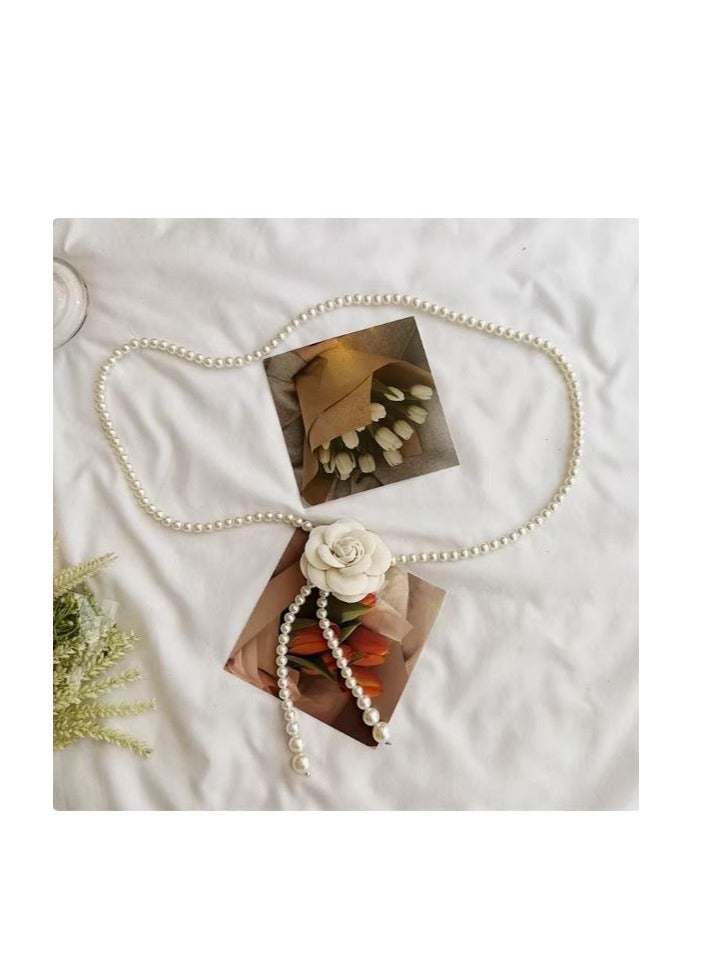 High End Pearl Flower Belt Decorative Dress  - Image 1