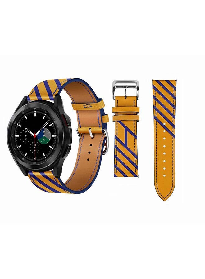 Perfii Genuine Leather Replacement Band for Samsung Galaxy Watch4 42/46mm Yellow - Image 1