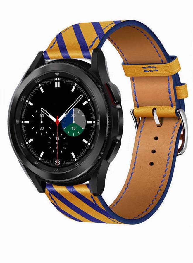 Perfii Genuine Leather Replacement Band for Samsung Galaxy Watch4 42/46mm Yellow - Image 2