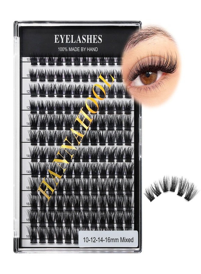 Hannahool Mixed 8-12-14-16mm/8-10-12-14mm/10-12-14-16mm/14-15-16mm Wide Stem Individual False Eyelashes Soft Lightweight Volume Eyelashes Extensions Makeup Cluster Lashes (mixed 10-12-14-16mm) - Image 1